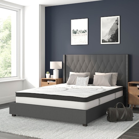 Flash Furniture Queen Size Dk Gray Fabric Platform Bed & Mattress HG-BM10-47-GG